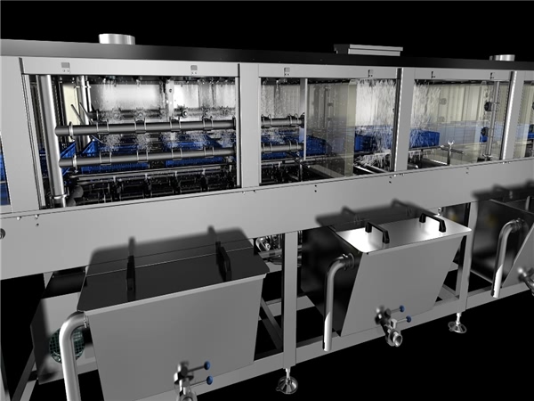 供應洗筐機，食品筐清洗機，500只，小時清洗能力，衛生級洗筐機