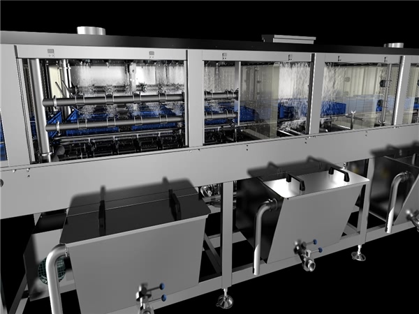 供應洗筐機，食品筐清洗機，500只，小時清洗能力，衛生級洗筐機
