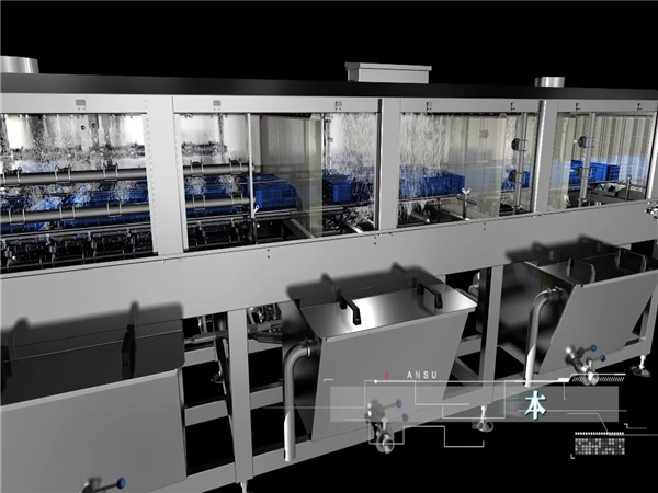洗箱機(jī)，洗筐機(jī)，食品筐洗箱機(jī)，周轉(zhuǎn)箱清洗機(jī)，大型效率高洗箱機(jī)